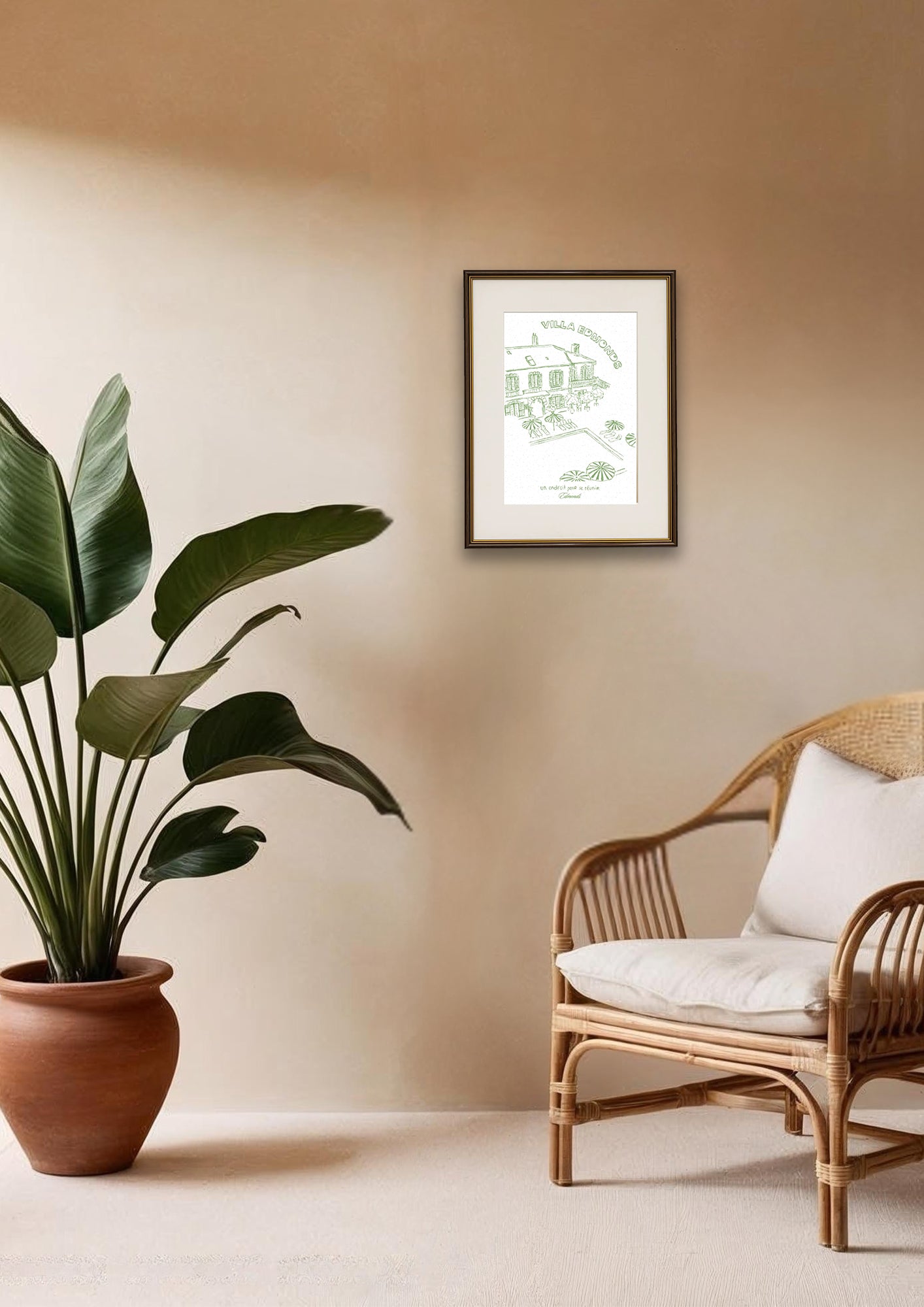 Villa Edmonds artwork in frame
