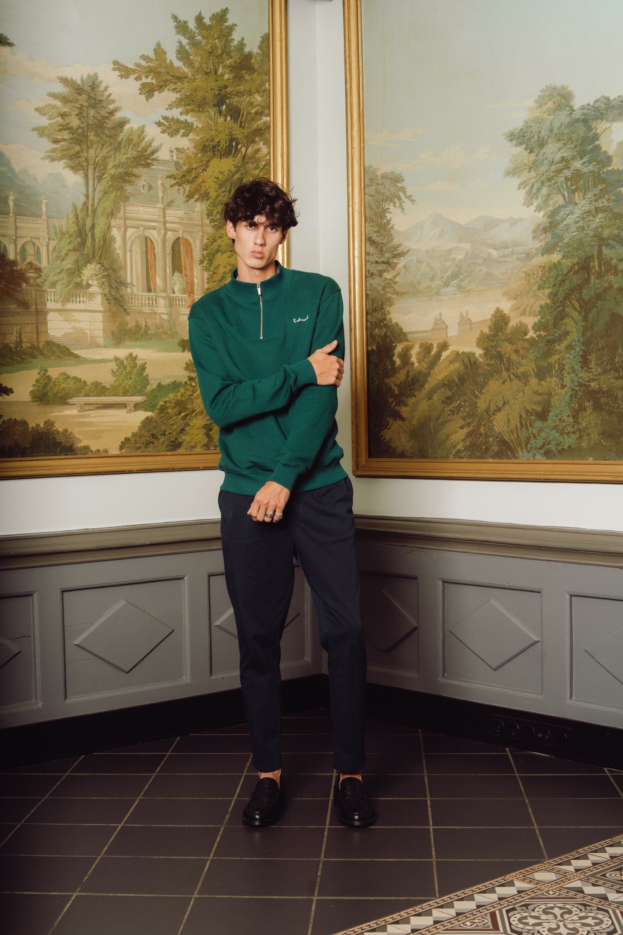Le Poisson half zip  - Dark green