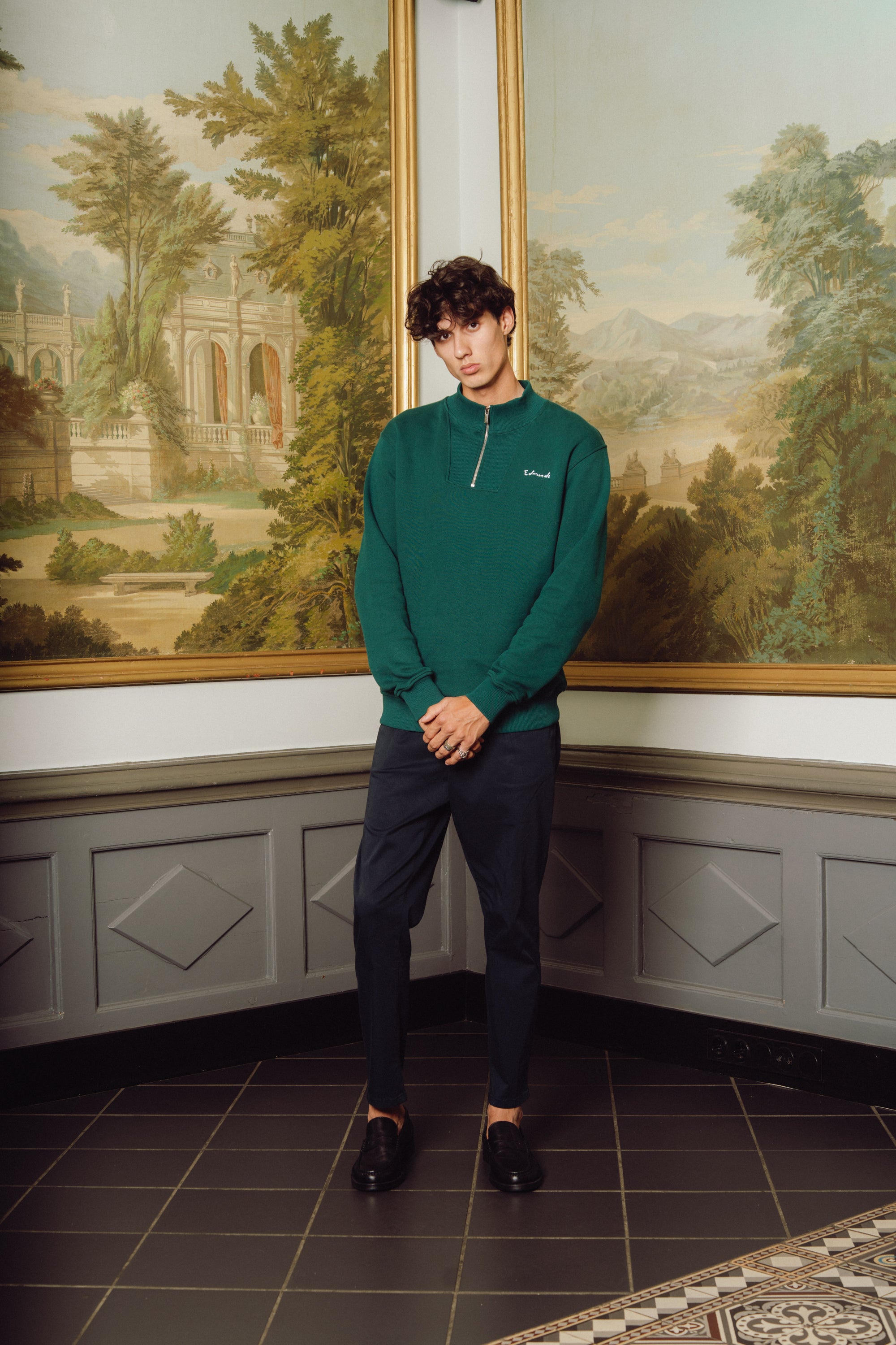 Le Poisson half zip  - Dark green