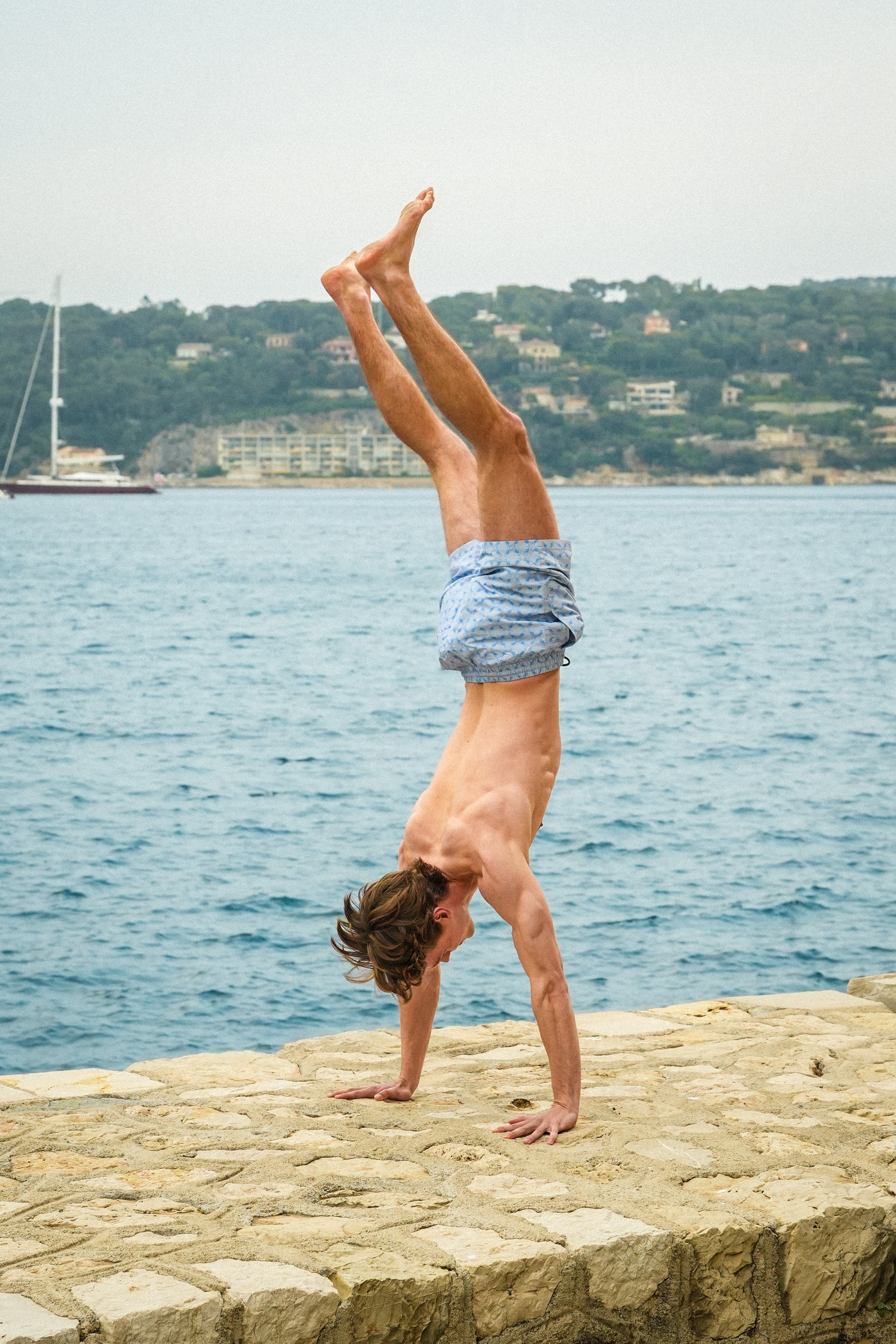 Homard Monogram Print Swimshort - Light Blue