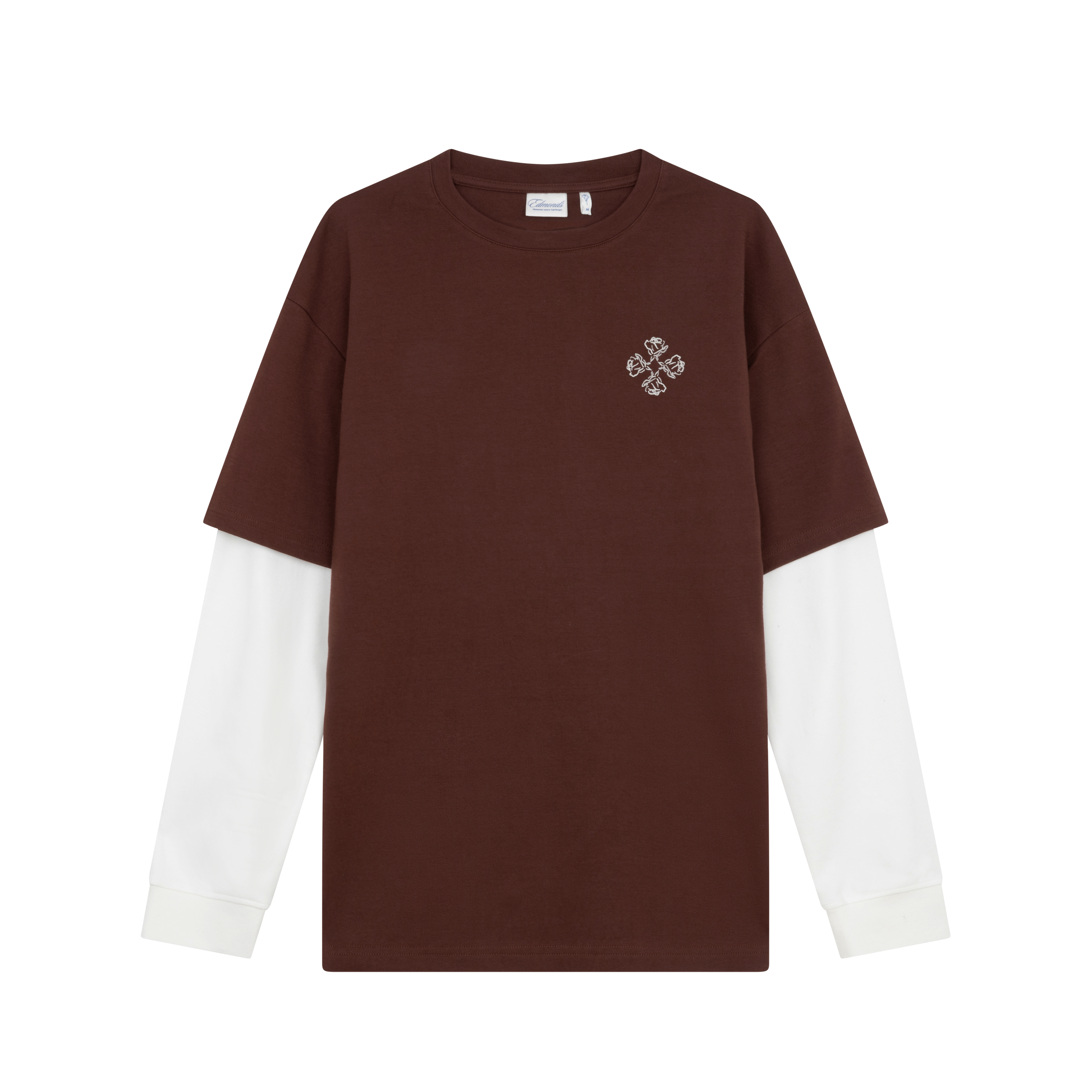 Longsleeve double tee - brown / off white