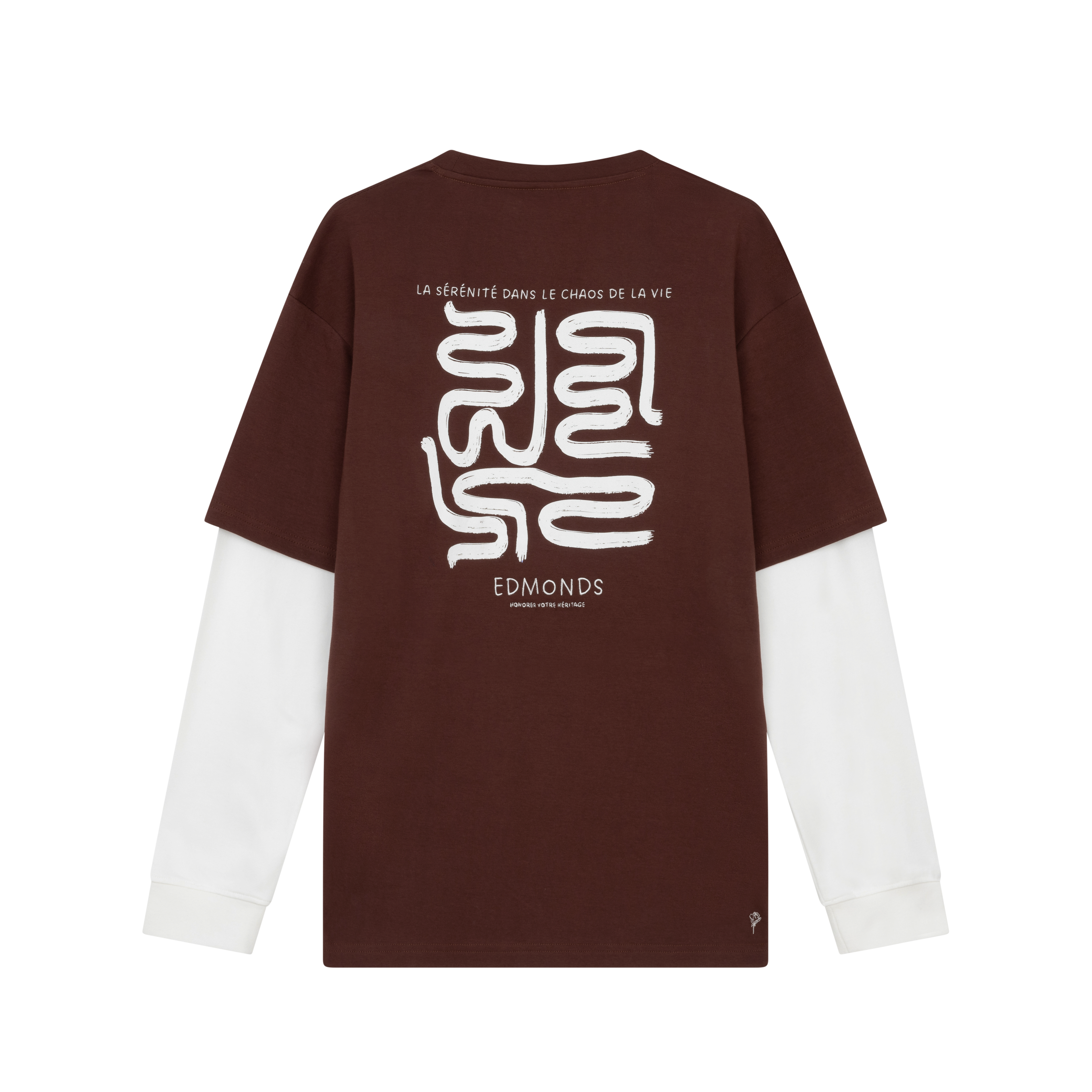 Longsleeve double tee - brown / off white